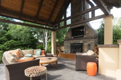 Covered Deck Area and Fireplace!